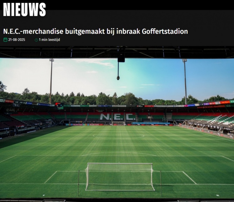 PG游戏下载-荷兰球队奈梅亨遭遇盗窃，损失至少15000欧元的周边商品&amp;新球衣
